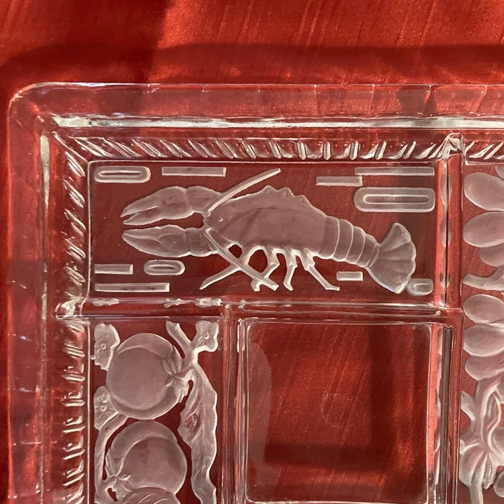 HOST PICK😀Vintage Frosted Glass Divided Serving Tray